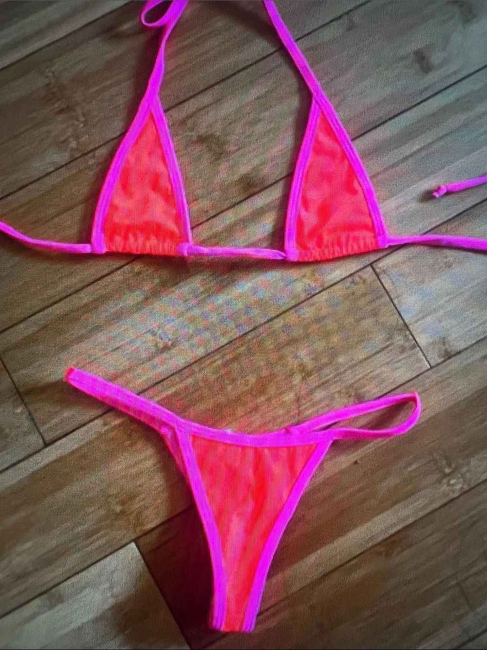 Neon Pink Micro Triangle Bikini Set